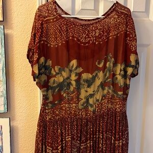 Bila Red and Green Maxi Dress